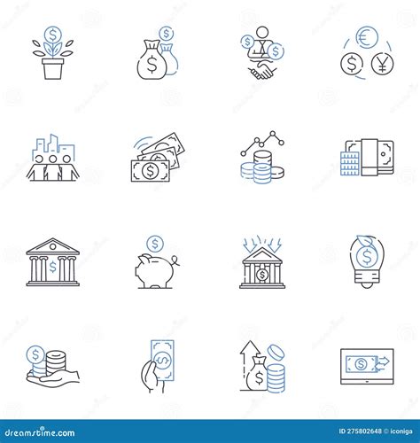 Investment Portfolio Line Icons Collection Diversification Risk