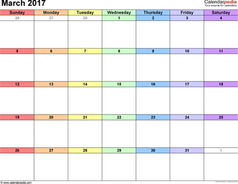 March 2017 Calendars For Word Excel And Pdf