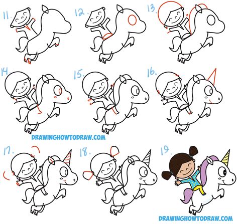 How To Draw A Cute Kawaii Chibi Girl Riding A Unicorn In Easy Step By