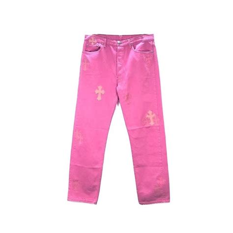 Levis Chrome Hearts X Levis Pink Cross Patch Denim Jeans Grailed