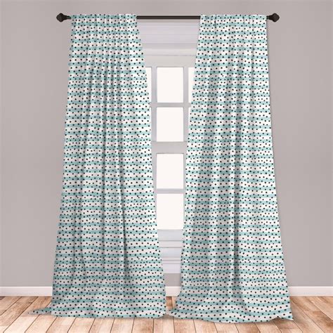Grey Blue Curtains 2 Panels Set Pastel Colored Stripes With Dots Hand