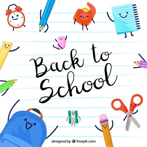 Back To School Background With Funny Hand Drawn Accessories Vector