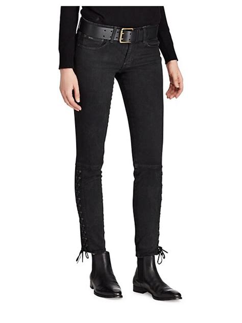 Polo Ralph Lauren Lace Up Tompkins Mid Rise Skinny Jeans