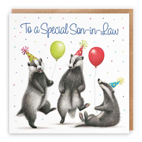 Son In Law Badgers Birthday Card Milos Gallery Hunts England