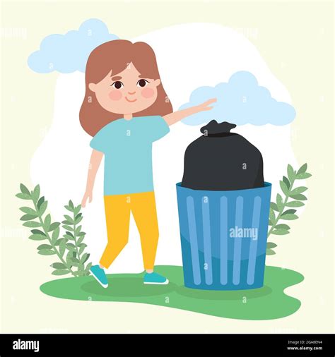 Kid Taking Out Trash Stock Vector Images Alamy