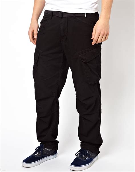 G Star Raw Loose Fit Cargo Trousers With Belt In Black For Men Lyst