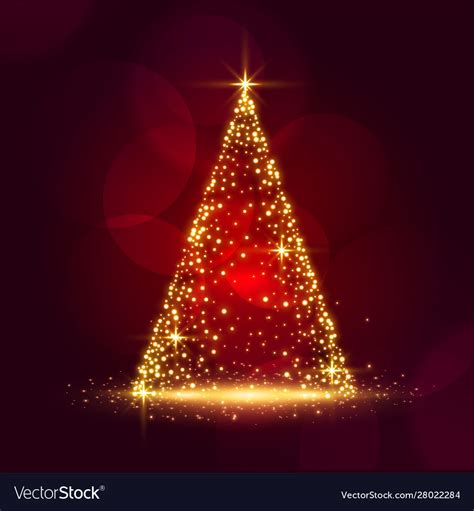 Beautiful Sparkle Christmas Tree Shiny Red Vector Image