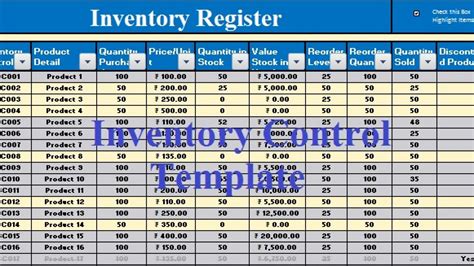 Sample Inventory Sheet In Excel The Document Template