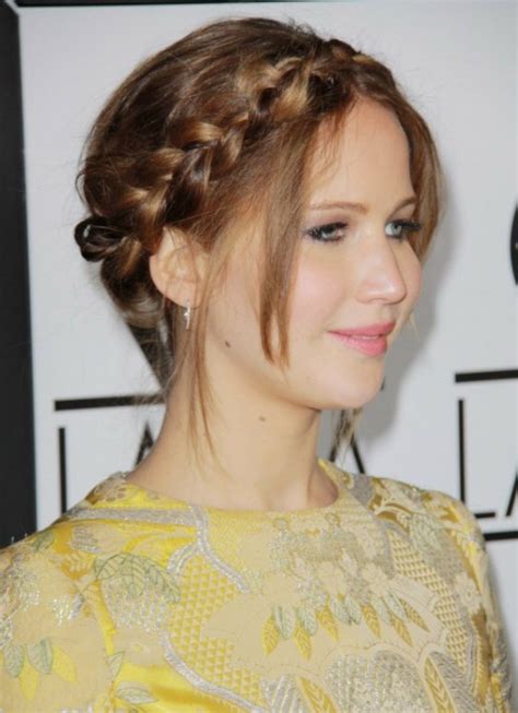 Jennifer Lawrence Wearing Her Hair In A Braided Up Style