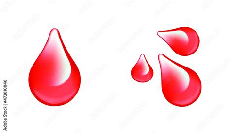 Red Blood Drop Vector Emoji Illustration Set 3d Illustration Stock