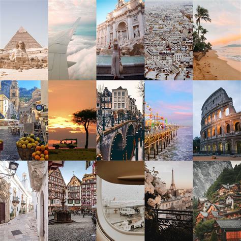 Travel Aesthetic Photo Collage Kit Digital Etsy