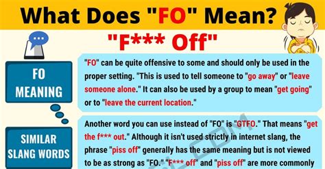 This could be the only web page dedicated to explaining the meaning of xx (xx acronym/abbreviation/slang word). FO Meaning: What Does FO Mean? Interesting Text ...