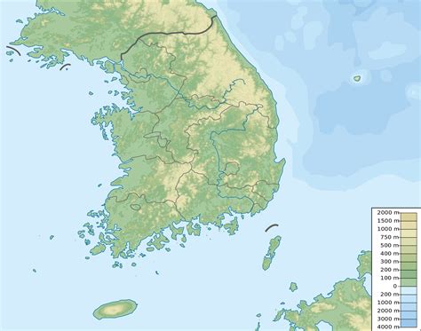 Large Elevation Map Of South Korea South Korea Asia Mapsland