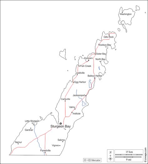 Door County Map Printable