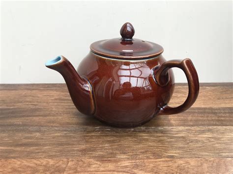 Denby Teapot With Side Handle Homestead Brown Pattern 1940s 1950s