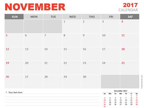 November 2017 Powerpoint Calendar Presentationgo