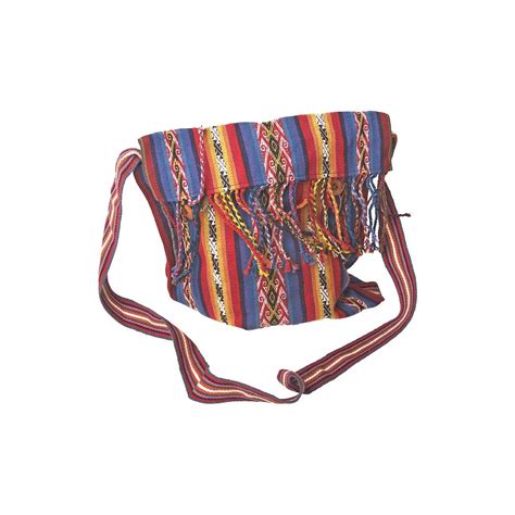 Peruvian Chinchero Fine Alpaca Uni Sex Shoulder Bag Tassel Button Closure Cc 61 Textile