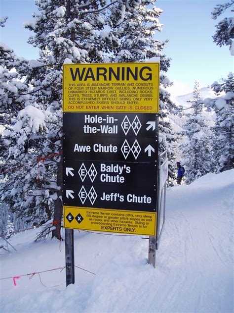 Warning Sign At The Chutes Mary Jane Winter Park Colorado