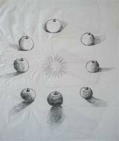 Basic Drawing Shadow Light Practice On Apple Drawing Apple Diy
