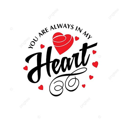 You Are Always In My Heart Vector Typographic Card Heart