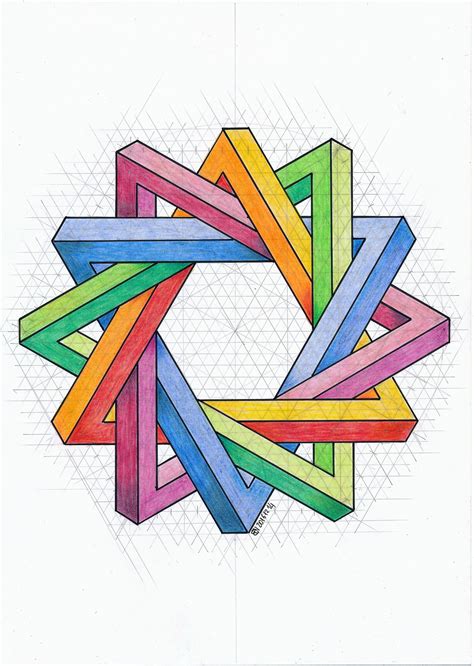 Four Impossible Triangles Within 12 Gon Regolo54 3d Art Drawing