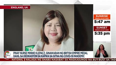 Pinay Nurse Ginawaran Ng British Empire Medal Isang Pinay Nurse Ang