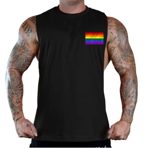 Men S Chest Rainbow Flag Black T Shirt Tank Top Gay Pride Lesbian Lgbt