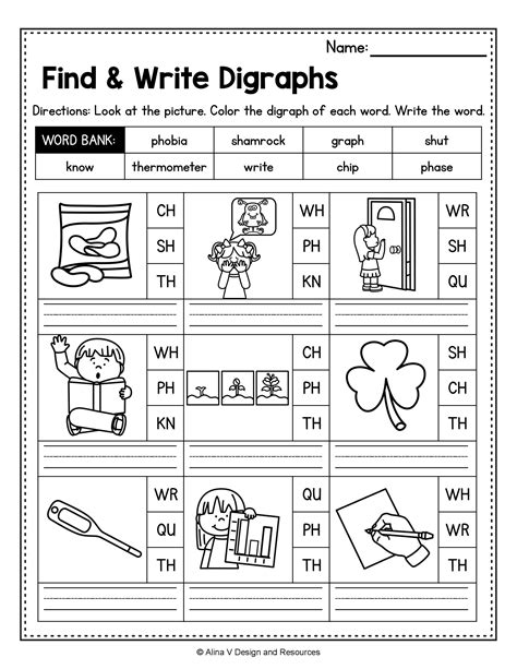 Digraphs Worksheets For Grade 1