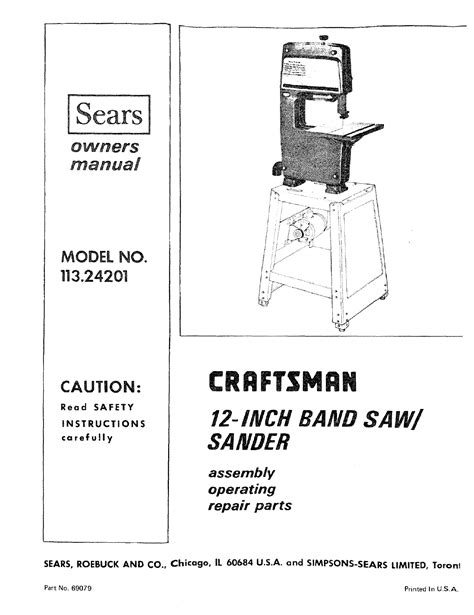 Craftsman Hp Inch Band Saw Parts Reviewmotors Co