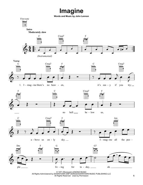 Imagine Sheet Music John Lennon Ukulele