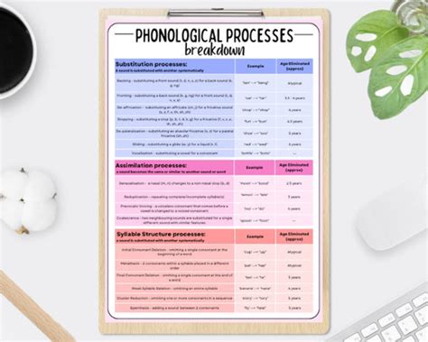 Phonological Processes Breakdown Chart Phonological Processes Phonemes Syllables Sound