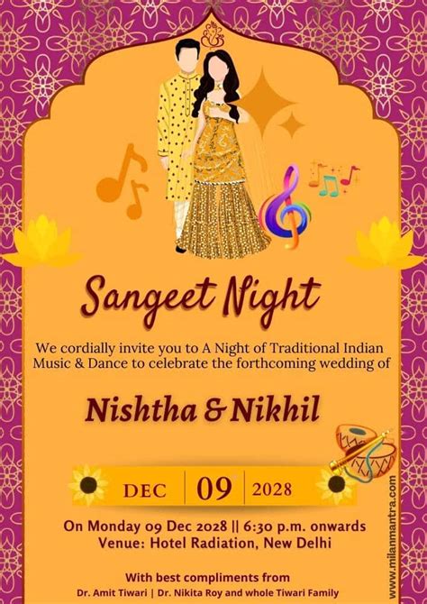 10 Decent Sangeet Invitation Card For Download Milan Mantra
