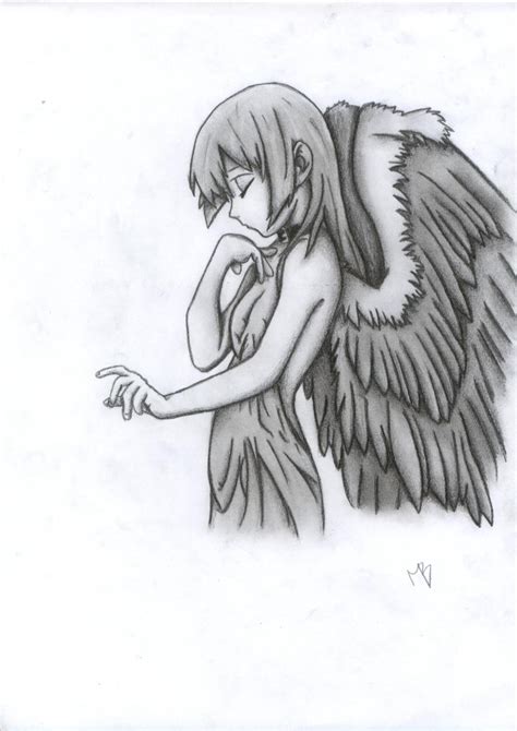 Now draw the guidelines for the arms, and widespread wings. Manga angel by TigressDrawing on DeviantArt