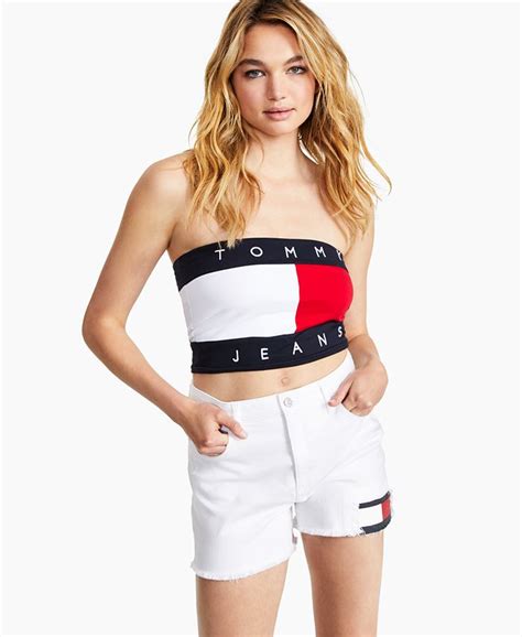 Tommy Jeans Big Flag Bandeau Top And Reviews Tops Women Macys