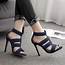 Blue Navy Suede Strappy High Heels Stiletto Sandals Shoes