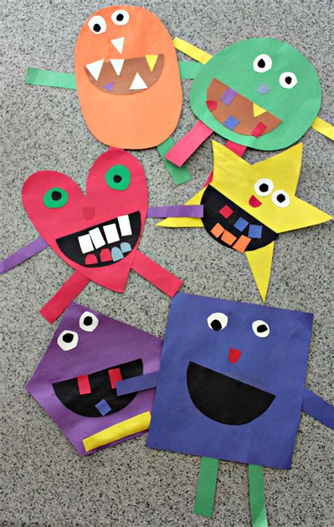 Shape Monster Craft For Kids Preschool Arts And Crafts Monster