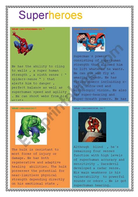 What Do The Superheroes Have Worksheet Live Worksheet