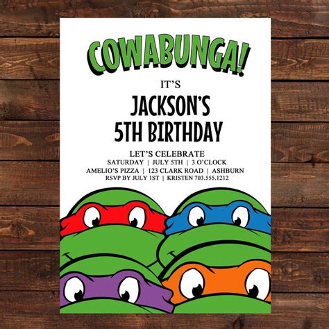 Teenage Mutant Ninja Turtles Invitation Google Search Ninja Turtles