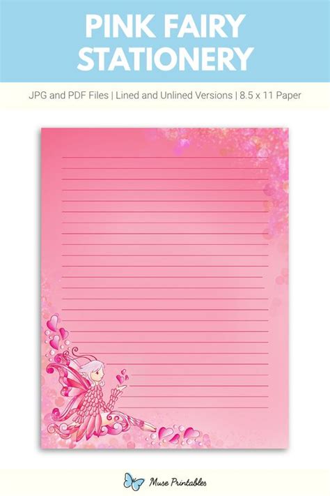 The Pink Fairy Stationery Is Shown With Flowers And Butterflies On Its