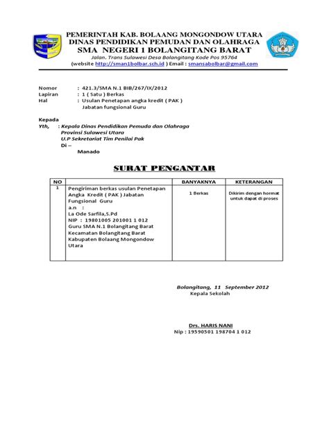 Surat Pengantar Pak Pdf