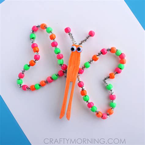 Neon Beaded Butterfly Craft For Kids Crafty Morning