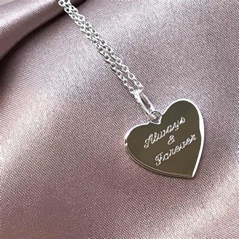 Personalised Silver Heart Necklace Engraved Jewellery From The Silver