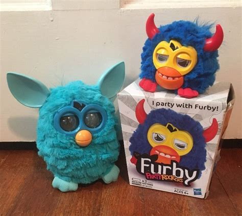 Lot Of 2 Furbies Teal Blue Furby Boom Blue Red Party Rocker Tested