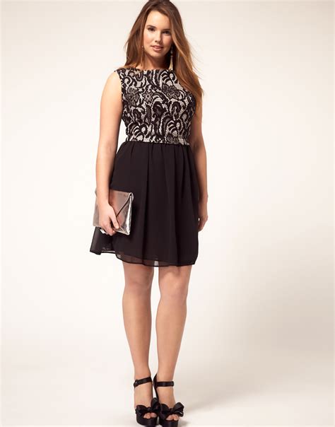 Asos Curve Exclusive Midi Dress With Lace Bodice In Black Lyst