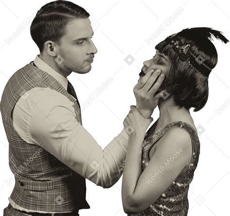 Angry Jealous Man Grabbing Woman S Face Photo