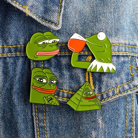 Xedz Frog Pepe Pin Feels Bad Man Brooch Sad Frog Lapel Pin Feels Good