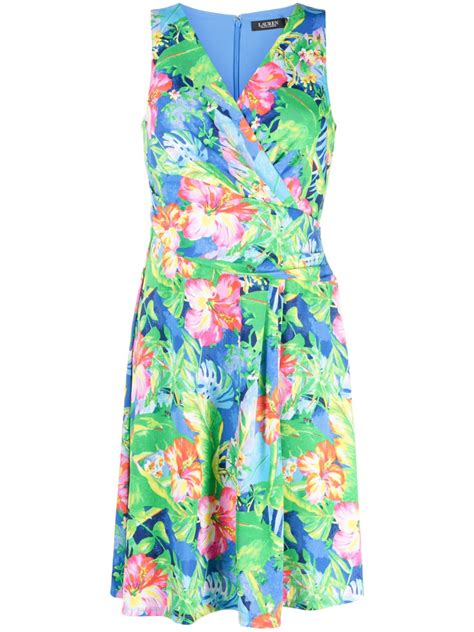 Lauren Ralph Lauren Floral Print Wrap Dress In Green Modesens