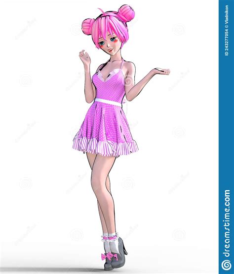 3d Japanese Anime Girl Stock Illustration Illustration Of Popsocket 243277054