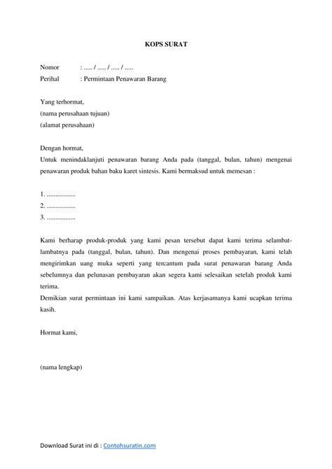 Detail Contoh Surat Permintaan Penawaran Koleksi Nomer