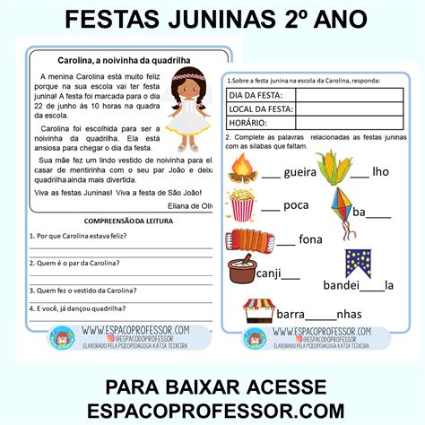 Atividades texto interpretação festas juninas º ano PDF